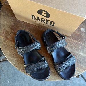 Cygnet Black Leather Sandals by Bared